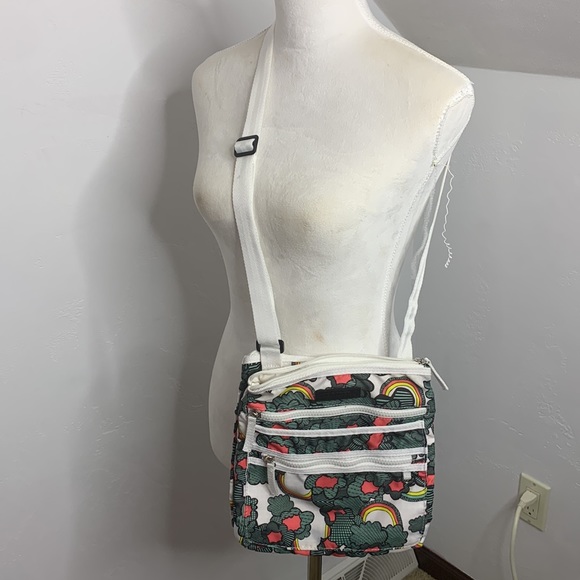 Joe Boxer Green White Rainbow Print Nylon Crossbody Bag MCB4409G - Picture 12 of 12